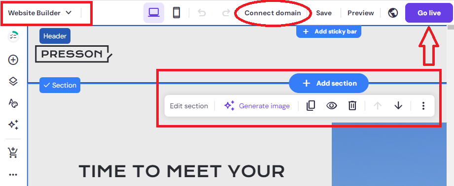 Connect Website builder with Domain