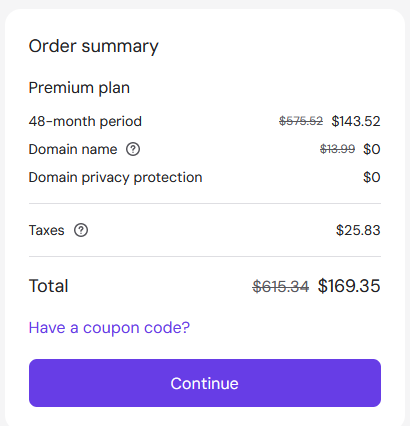 Price Before Applying Hostinger Coupon
